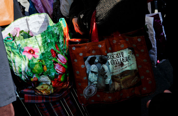 Paniers garnis au marché 